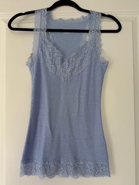 Mossimo Supply Co. Heather Light Blue Logo Tee